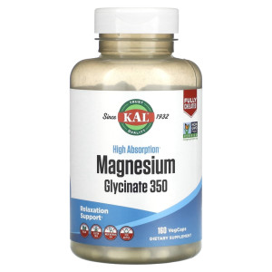 KAL, Magnesium Glycinate 350, 160 капс (40 порций)
