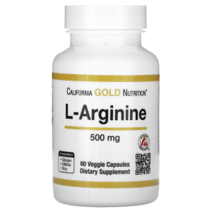 California Gold Nutrition, L-Arginine 500 мг, 60 капс (60 порций)