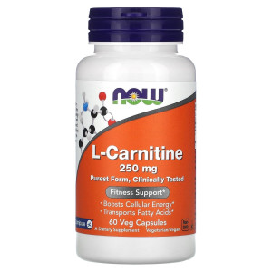 NOW, L-Carnitine 250 мг, 60 капс (30 порций)