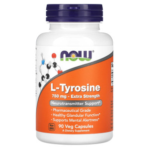 NOW, L-Tyrosine 750 мг, 90 капс (90 порций)