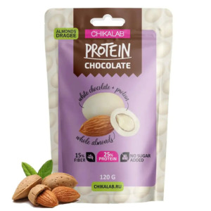 CHIKALAB, Миндаль в белом шоколаде, 120 г