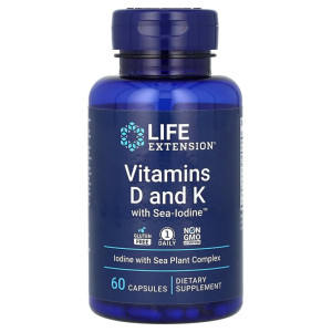 Life Extension, D3 K2 with Sea Iodine, 60 капс (60 порций)
