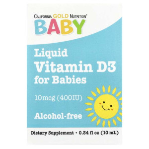 California Gold Nutrition, Baby Vitamin D3 400 МЕ,10 мл (300 порций)