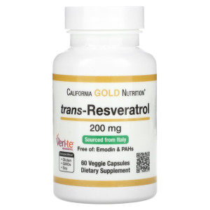 California Gold Nutrition, Trans-Resveratrol 200 мг, 60 капс (60 порций)