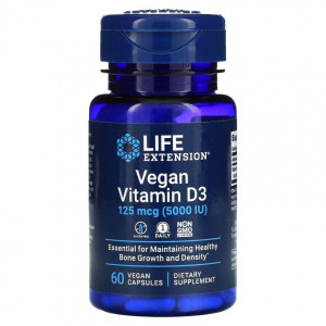 Life Extension, Vegan Vitamin D3 5000 МЕ, 60 капс (60 порций)