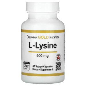 California Gold Nutrition, L-Lysine 500 мг, 60 капс (60 порций)
