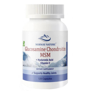 Norway Nature, Glucosamine Chondroitin MSM + Hyaluronic acid & vitamin C, 120 капсул (30 порций)