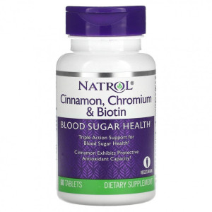 NATROL, Cinnamon,Chromium & Biotin, 60 табл